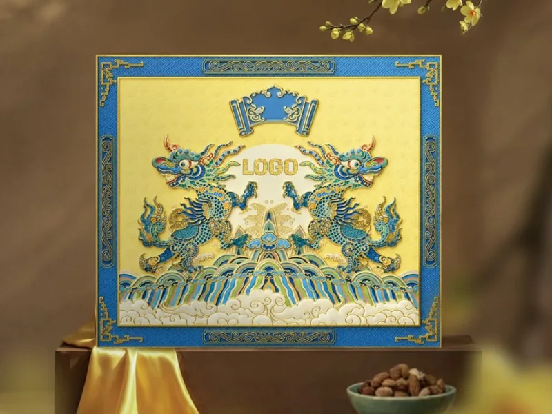 Hộp Song Lân CC-07 in logo doanh nghiệp